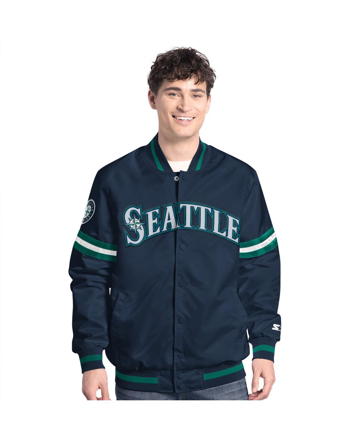 Starter Men's Navy Seattle Mariners Scout Full-Snap Varsity Jacket