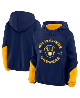 Fanatics - Women's Navy Milwaukee Brewers Oversized Time to Win Pullover Hoodie