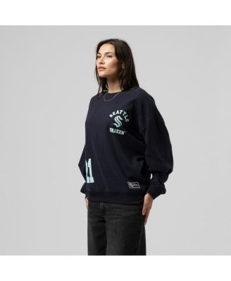 Women's Deep Sea Blue Seattle Kraken Vintage Crewneck Sweatshirt