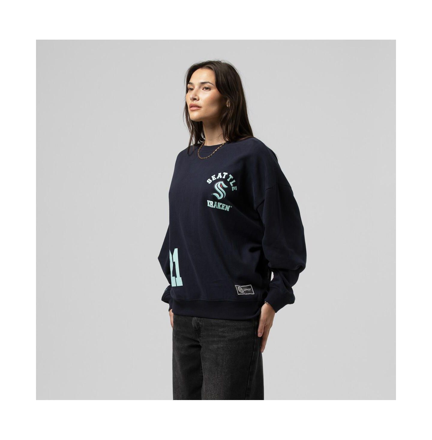 Женская толстовка Mitchell & Ness Deep Sea Blue Seattle Kraken Vintage Crewneck — фото 1