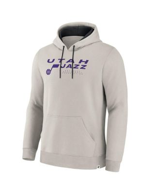 Men's Off White Utah Jazz Crossover Collection Blocked Shot Premium Pullover Hoodie