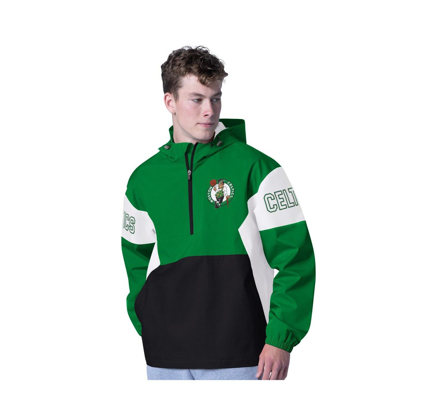 Men's Kelly Green/Black Boston Celtics Tailgate Half-Zip Hoodie