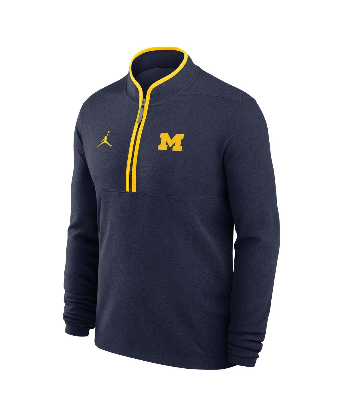 Jordan Men's Navy Michigan Wolverines Courtside Victory Dri-fit Half-Zip Pullover Sweatshirt