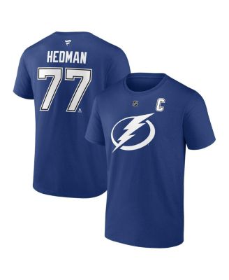 Fanatics - Men's Victor Hedman Blue Tampa Bay Lightning Authentic Stack Name Number T-Shirt