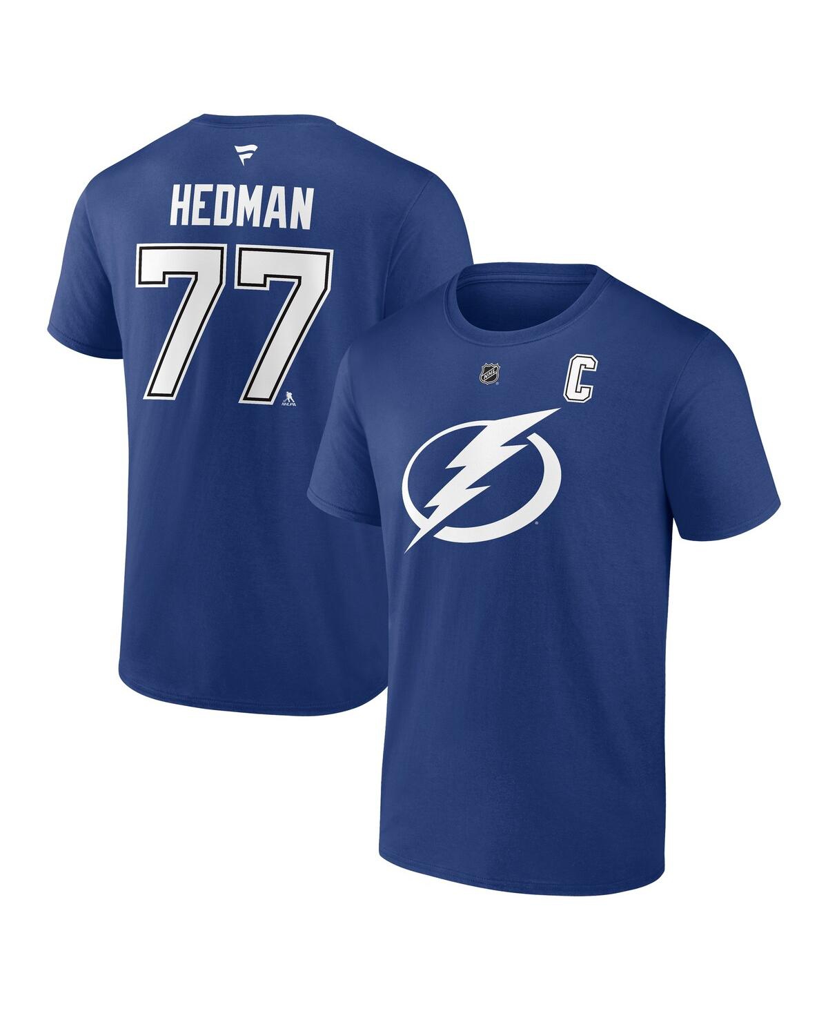 Fanatics Men's Victor Hedman Blue Tampa Bay Lightning Authentic Stack Name Number T-Shirt