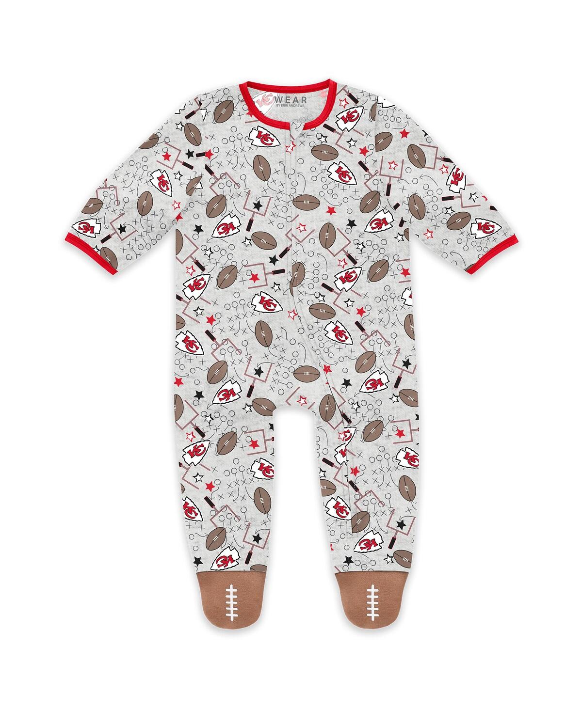 Wear by Erin Andrews Baby Boys and Girls Newborn 2-Piece Kansas City Chiefs Sleep Play Full-Zip Sleeper Bib Set