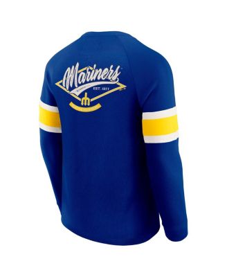 Darius Rucker Collection by Men's Royal Seattle Mariners Waffle-Knit Raglan Long Sleeve Henley T-Shirt