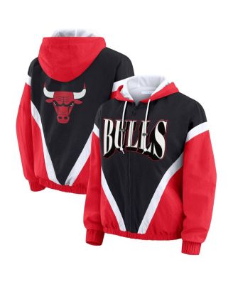WEAR by Erin Andrews - Women's Black/Red Chicago Bulls Colorblock Full-Zip Hoodie Windbreaker Jacket