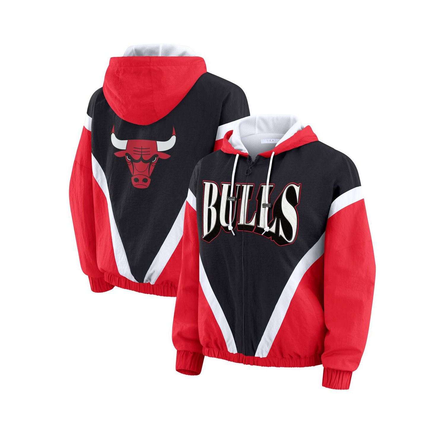 Women's Black/Red Chicago Bulls Color Block Full-Zip Hoodie Windbreaker Jacket