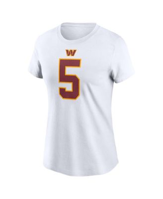 Women's Jayden Daniels White Washington Commanders Super Bowl Era Name Number T-Shirt