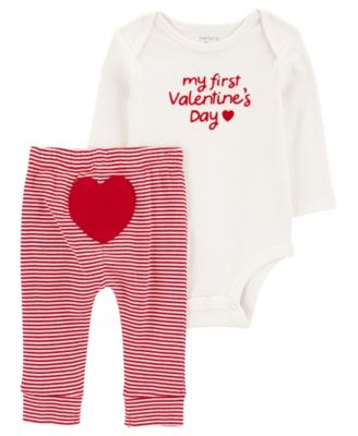 Carter's - Baby Girls or Baby Boys 2-Piece My First Valentine's Day Bodysuit and Pants Set