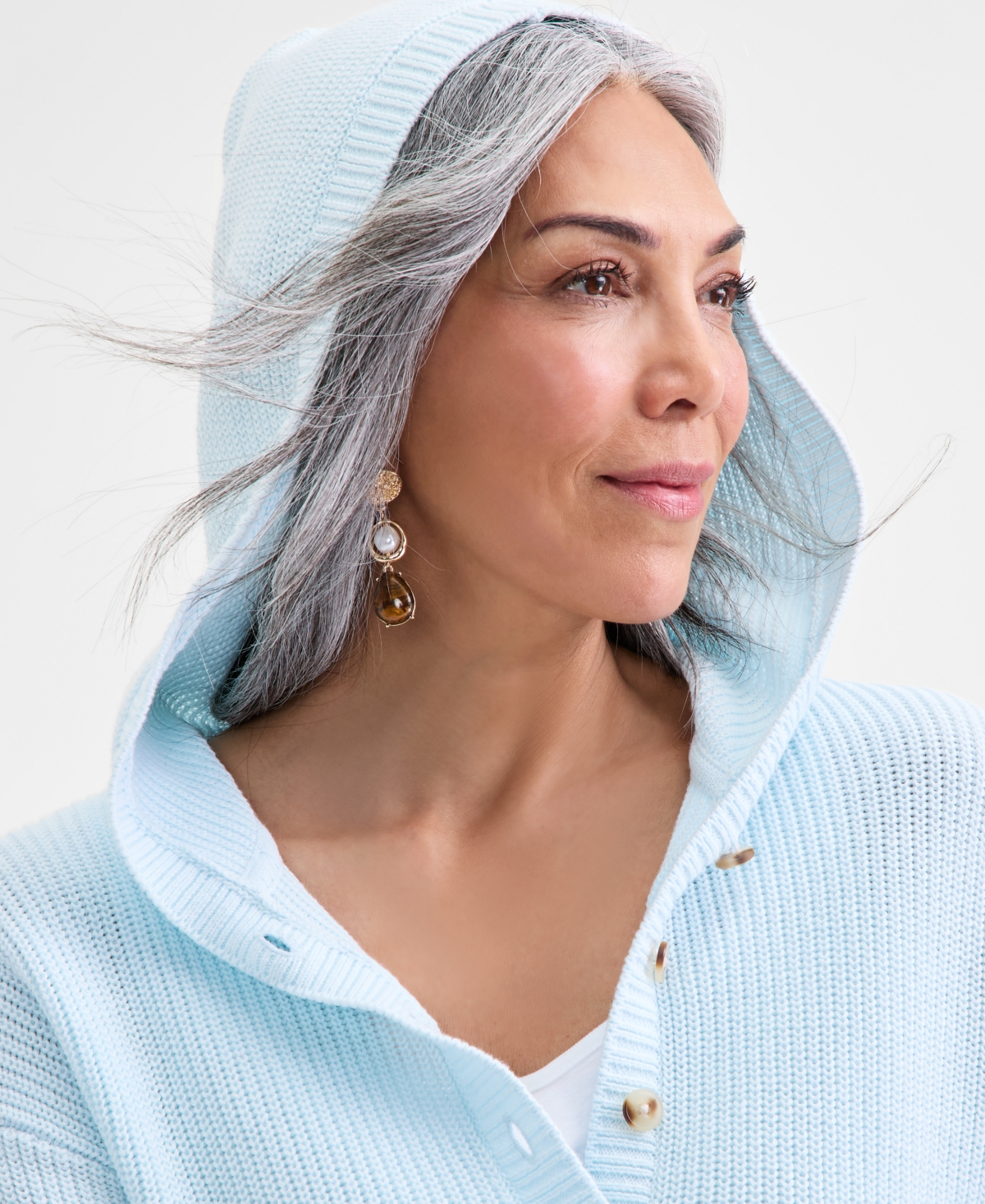 Style & Co Women's Cotton Hoodie Sweater, Macy's Exclusive In Blue