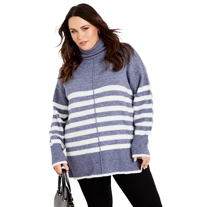 Women's Livvy Roll Neck Stripe Sweater