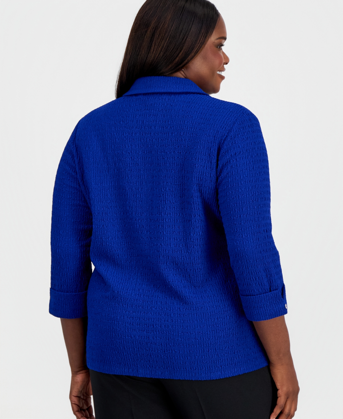 Kasper Plus 3/4-Sleeve Button-Front Shirt