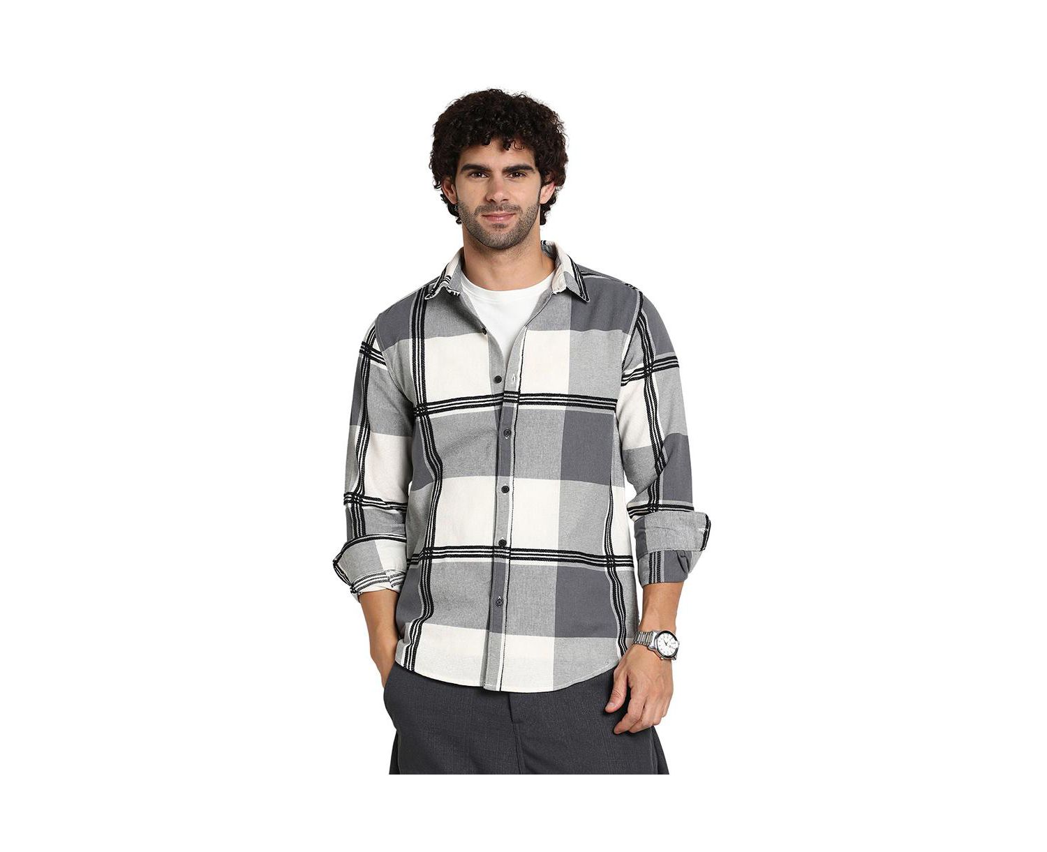 Men's Coin Grey Overlap Buffalo Shirt