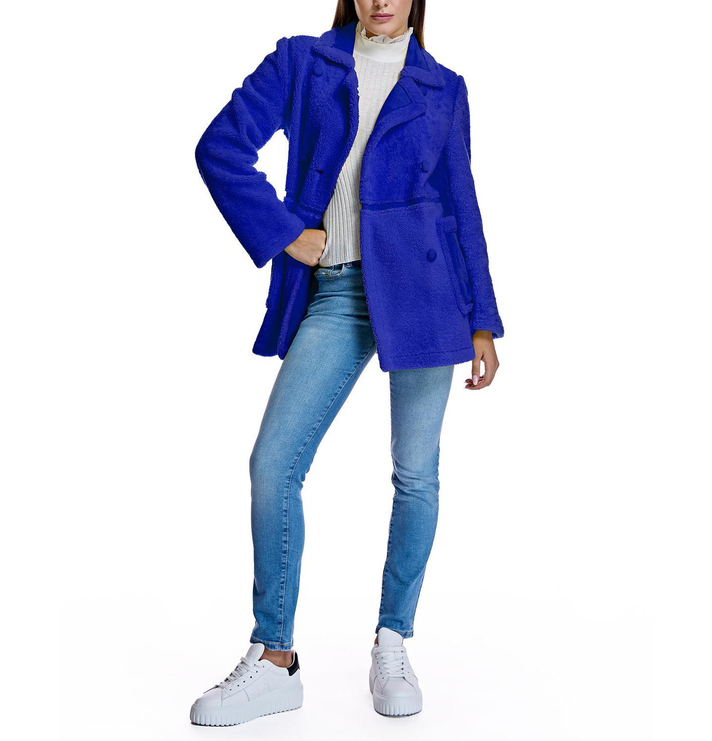 Женская куртка Julia & Stella By Maximilian Shearling Lamb Pea, цвет: Королевский синий — фото 4