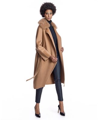 Women's Fur-Trimmed Cashmere Coat