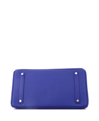 Birkin 35 Handbag Blue Epsom with Palladium Hardware
