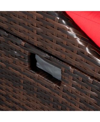 PE Rat Patio Storage Bench w/ Interior Waterproof Cloth Bag,