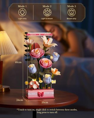 3D Puzzles Floral Art Series, Single Flower DIY Craft Flower Puzzle, Home Decorative Ornaments for Holiday Gifts, Purple, 2.8"3.5"13.6"