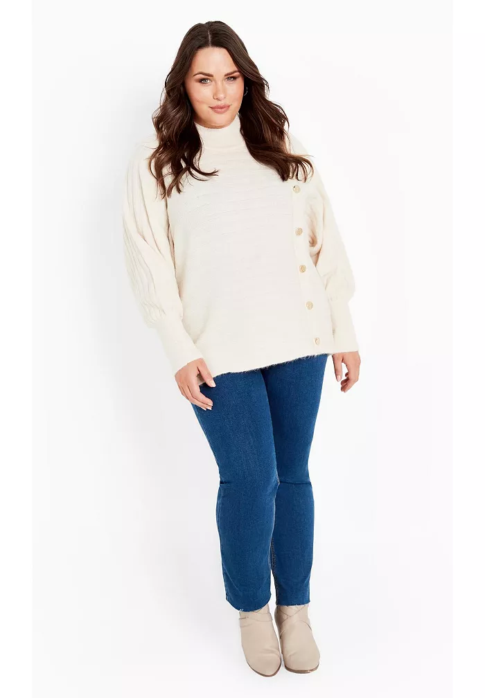 Women's Beata Asymmetrical Button Knit Sweater - thumbnail 3