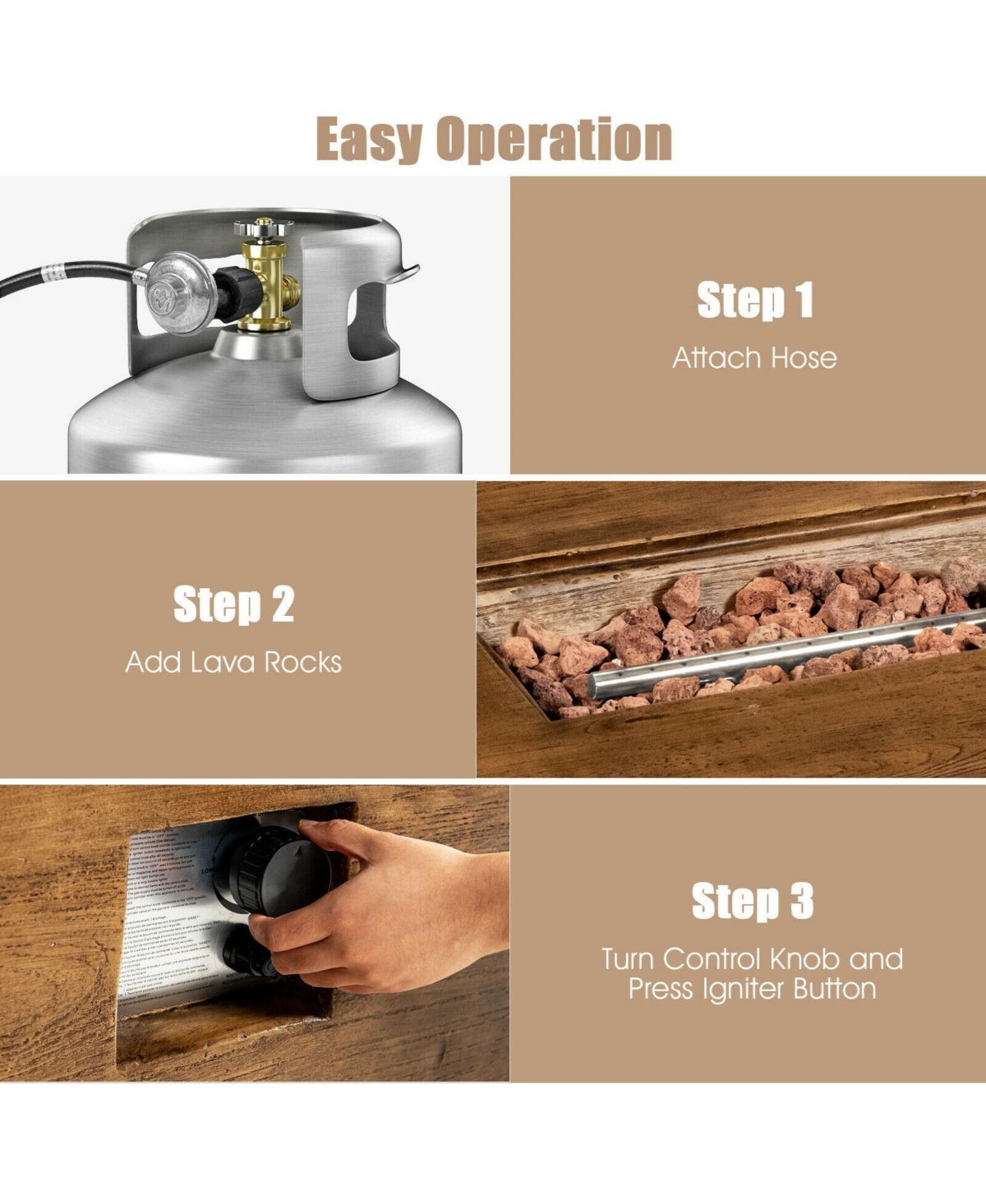 Mecale 48 x 27Inch Outdoor Gas Fire Pit Table 50,000 Btu with Lava Rocks and Cover