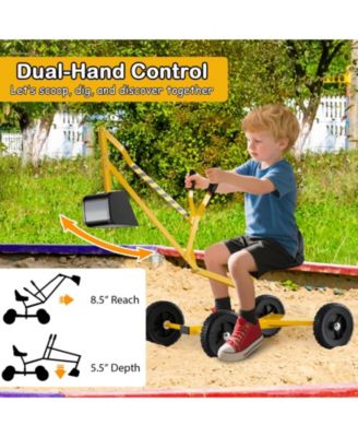 Sand Digger for Kids Sandbox Toy Digger with 2-Handed Controls and Flexible Shovel