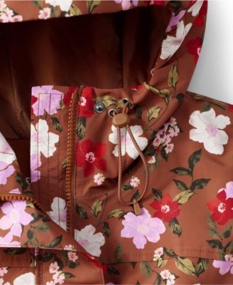 Plus Size Squall Hooded Waterproof Print Raincoat