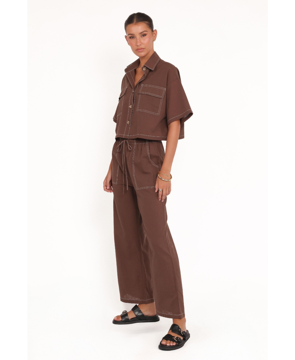 Petal and Pup Women's Jill Pant Set - Chocolate