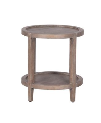Lowell Solid White Oak Wood End Table, Brown