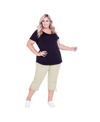 Women's Plus Size Cotton Cinch Capri