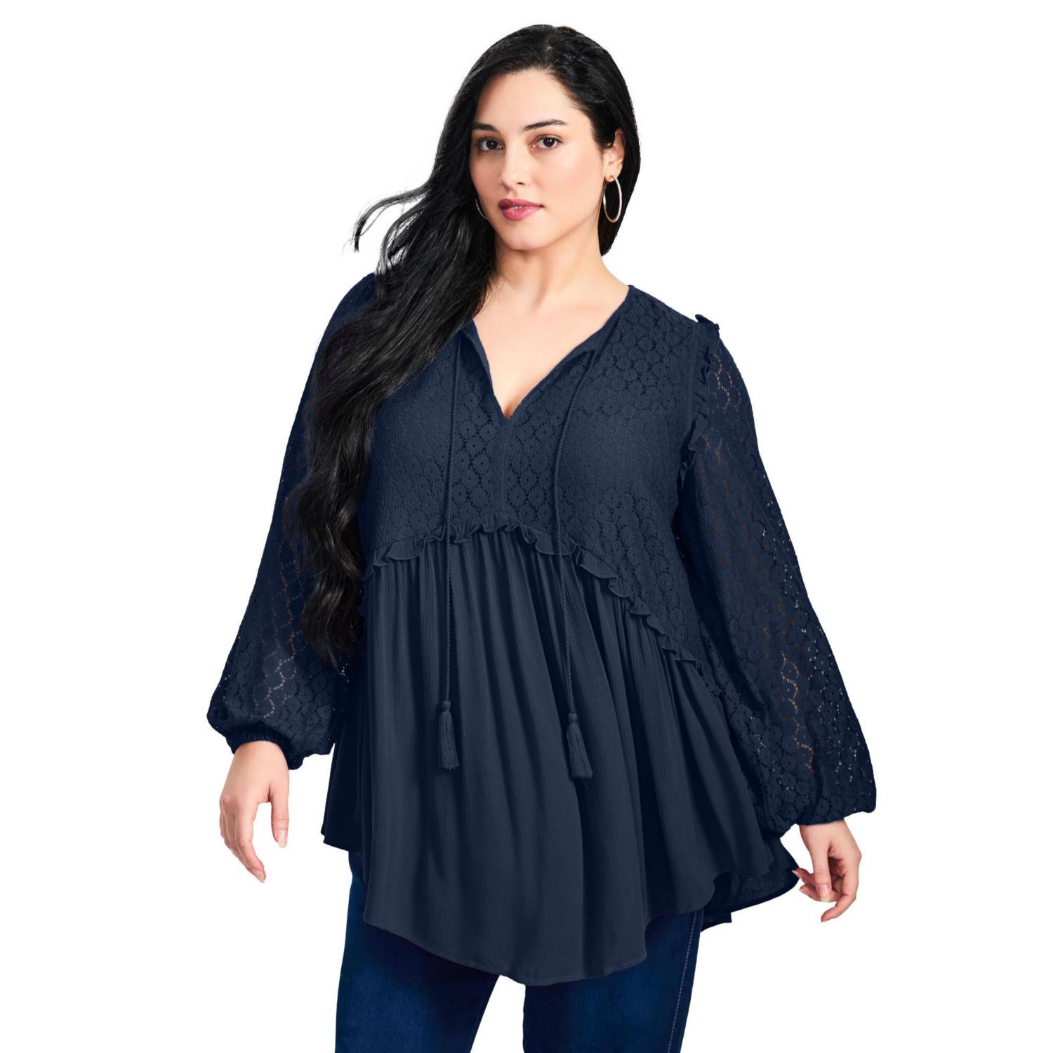 Women's Plus Size Haven Lace Yoke Top