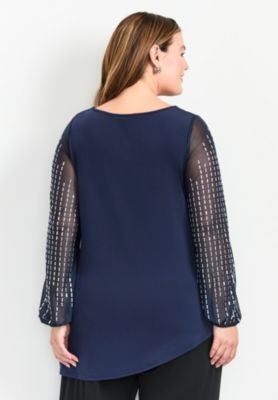 Women's Plus Size Glitz Embellished Sleeve Tunic