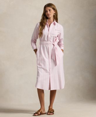 Women's Belted Cotton Oxford Shirtdress