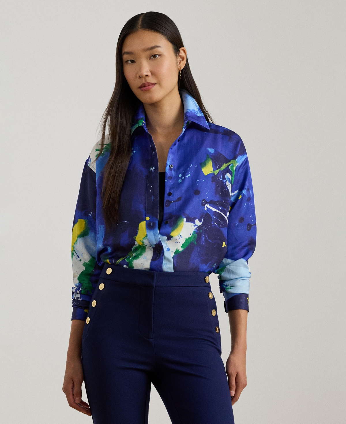 Ralph Lauren Women's Relaxed Fit Abstract-print Crepe Shirt In Multi