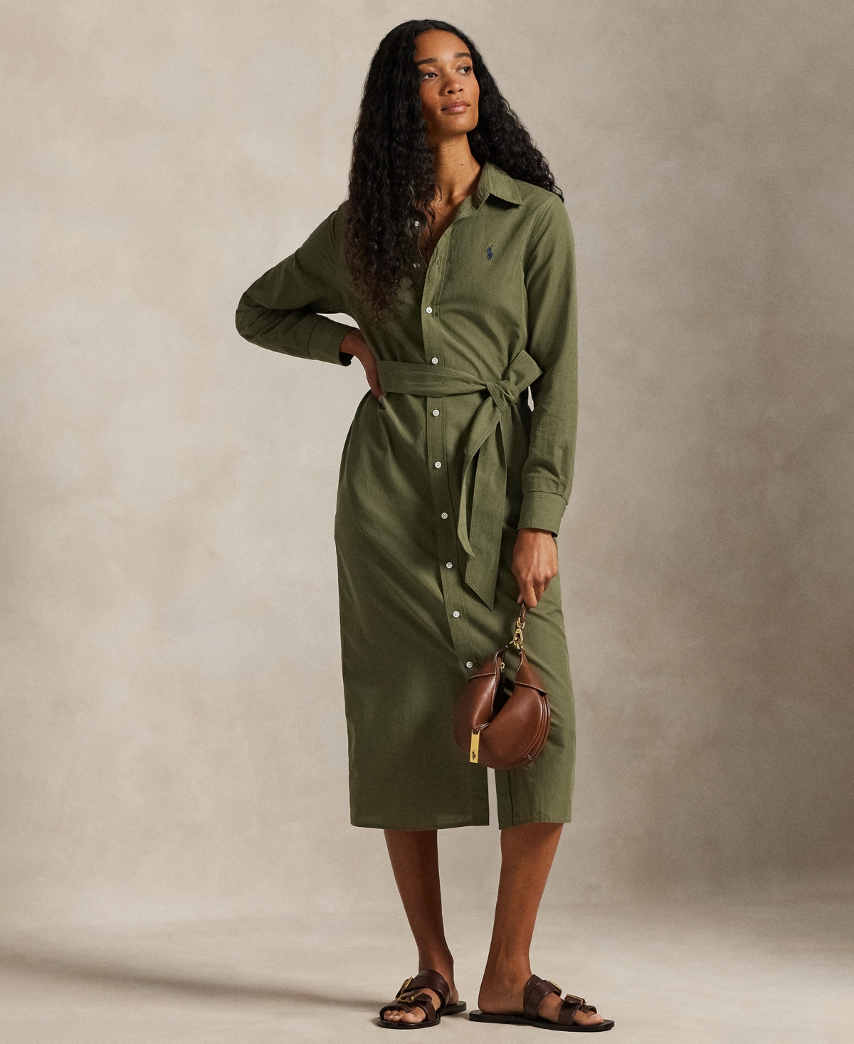Polo Ralph Lauren Women's Long-Sleeve Belted Shirtdress