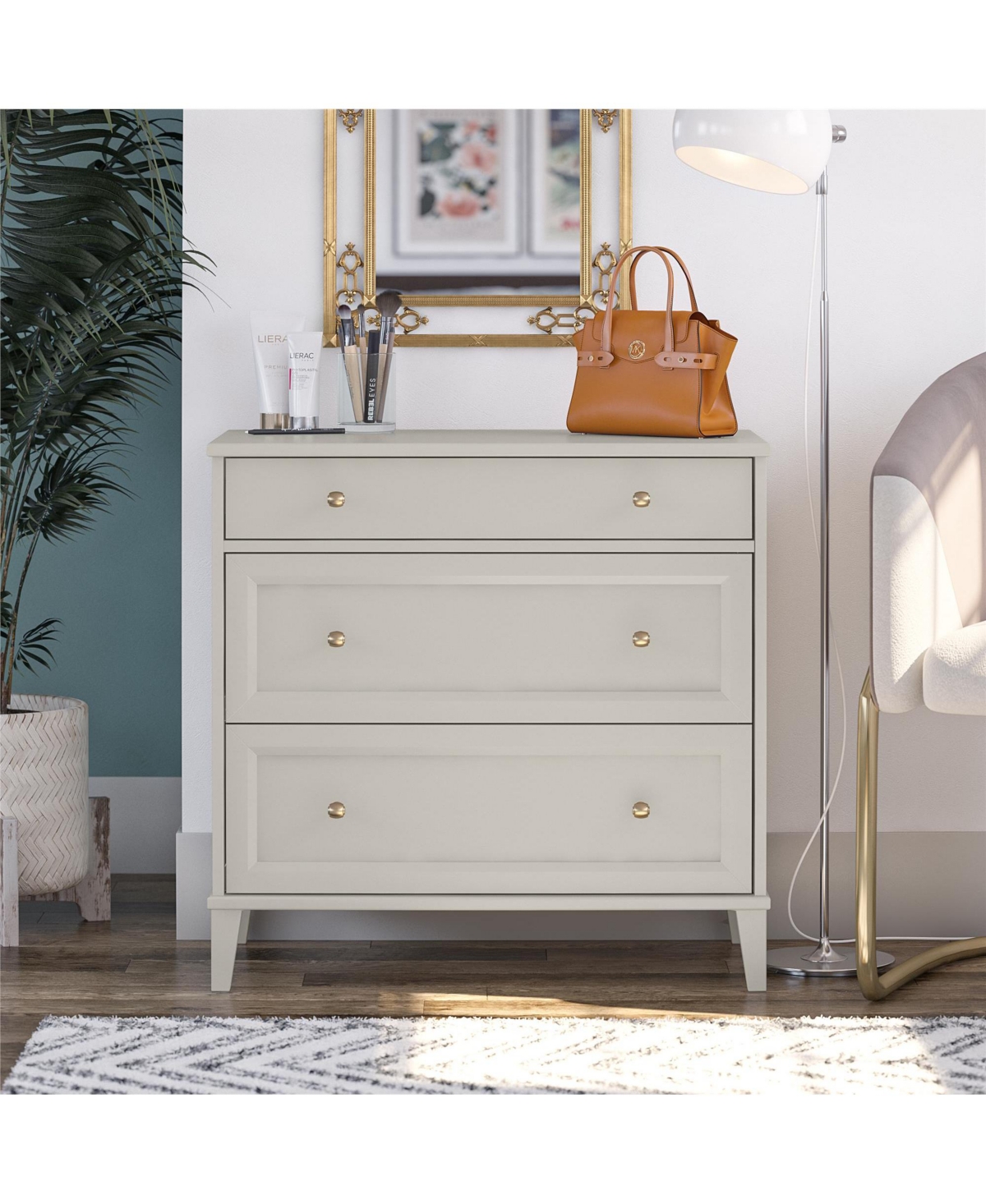 Airsurfer 2 Drawer Dresser with Pull Out Desk Modern Bedroom Storage Cabinet with Spacious Drawers for Bedroom Living Room or Home Office