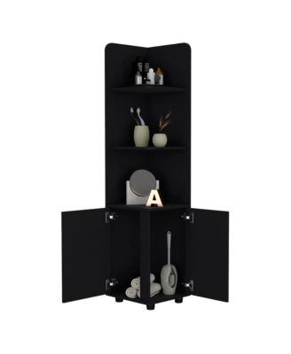 Freestanding Bathroom Cabinet Black Modern Storage Organizer for Bathroom Living Room or Laundry Room
