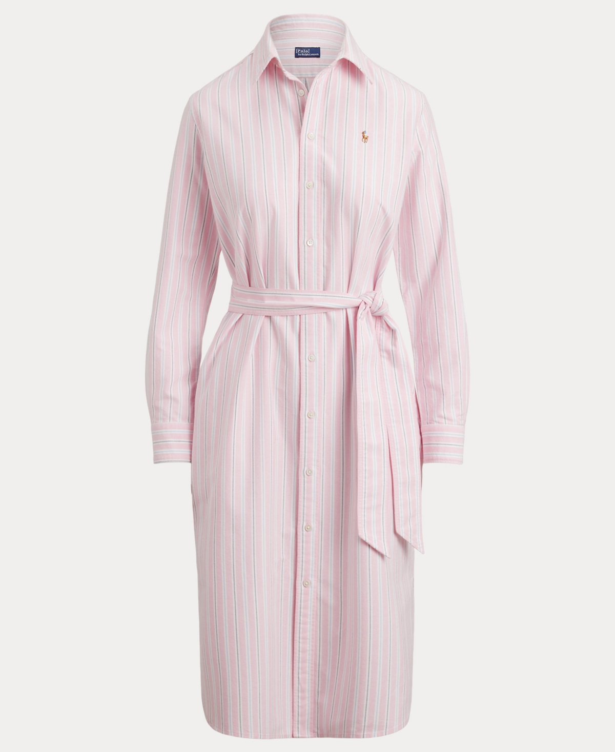 Polo Ralph Lauren Striped Belted Dress In Pink