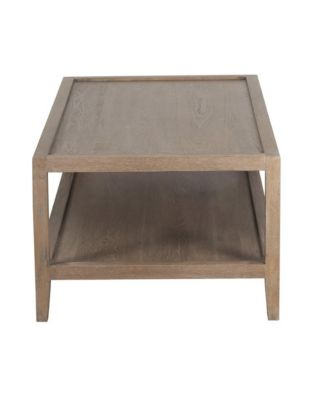 Lowell Solid White Oak Wood Coffee Table, Brown