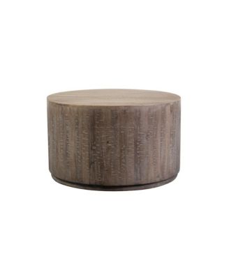 Drum Gray Wash Mango Wood Coffee Table, Gray