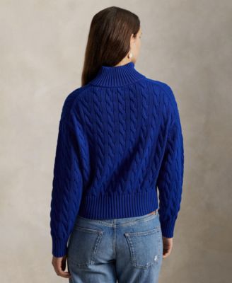 Women's Cable-Knit Cotton Quarter-Zip Sweater