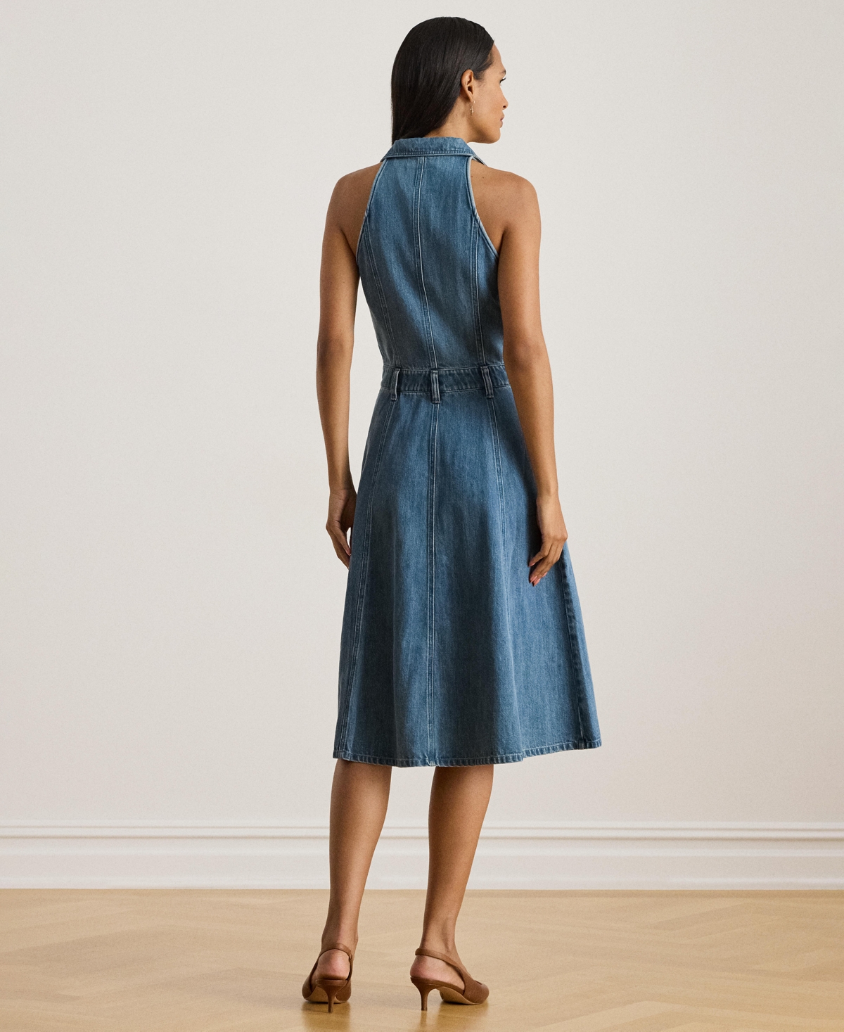 Lauren Ralph Women's Paneled Sleeveless Shirtdress