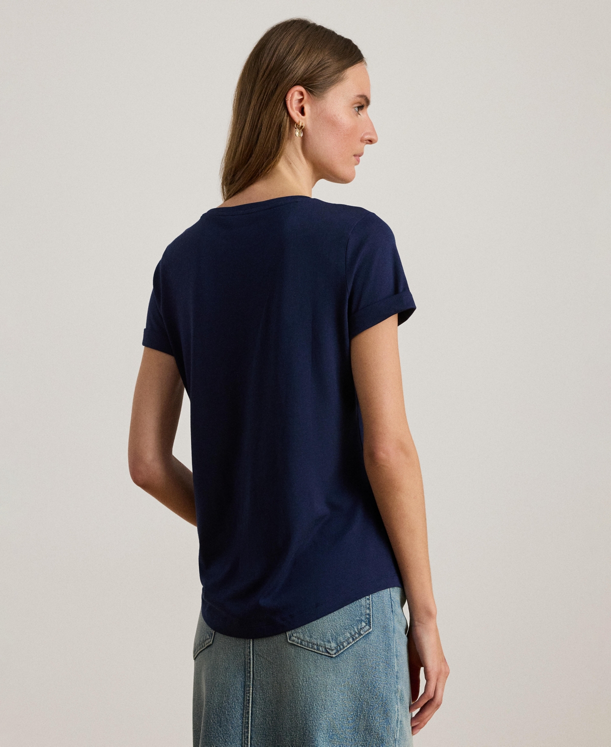 Ralph Lauren Women's Crewneck Embroidered-logo T-shirt In Blue