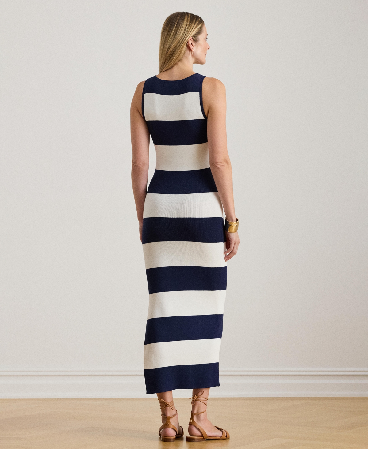 Ralph Lauren Women's Striped Midi Tank Dress In Black