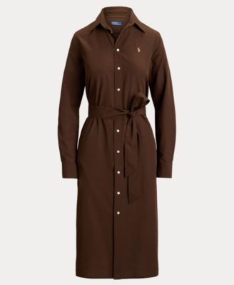 Women's Long-Sleeve Belted Shirtdress