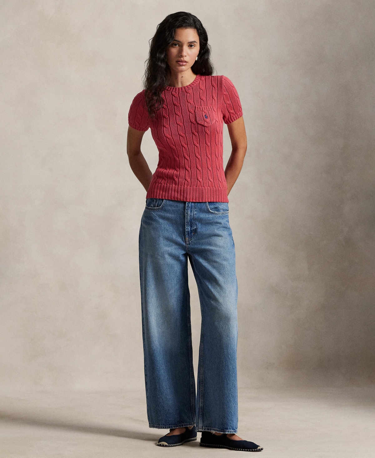 Polo Ralph Lauren Women's Cable-Knit Short-Sleeve Sweater