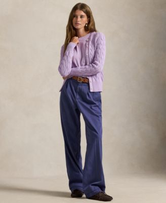 Women's Cable-Knit Crewneck Cardigan