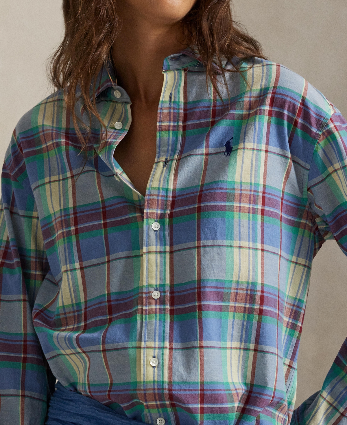 Polo Ralph Lauren Women's Relaxed Fit Collared Plaid Shirt
