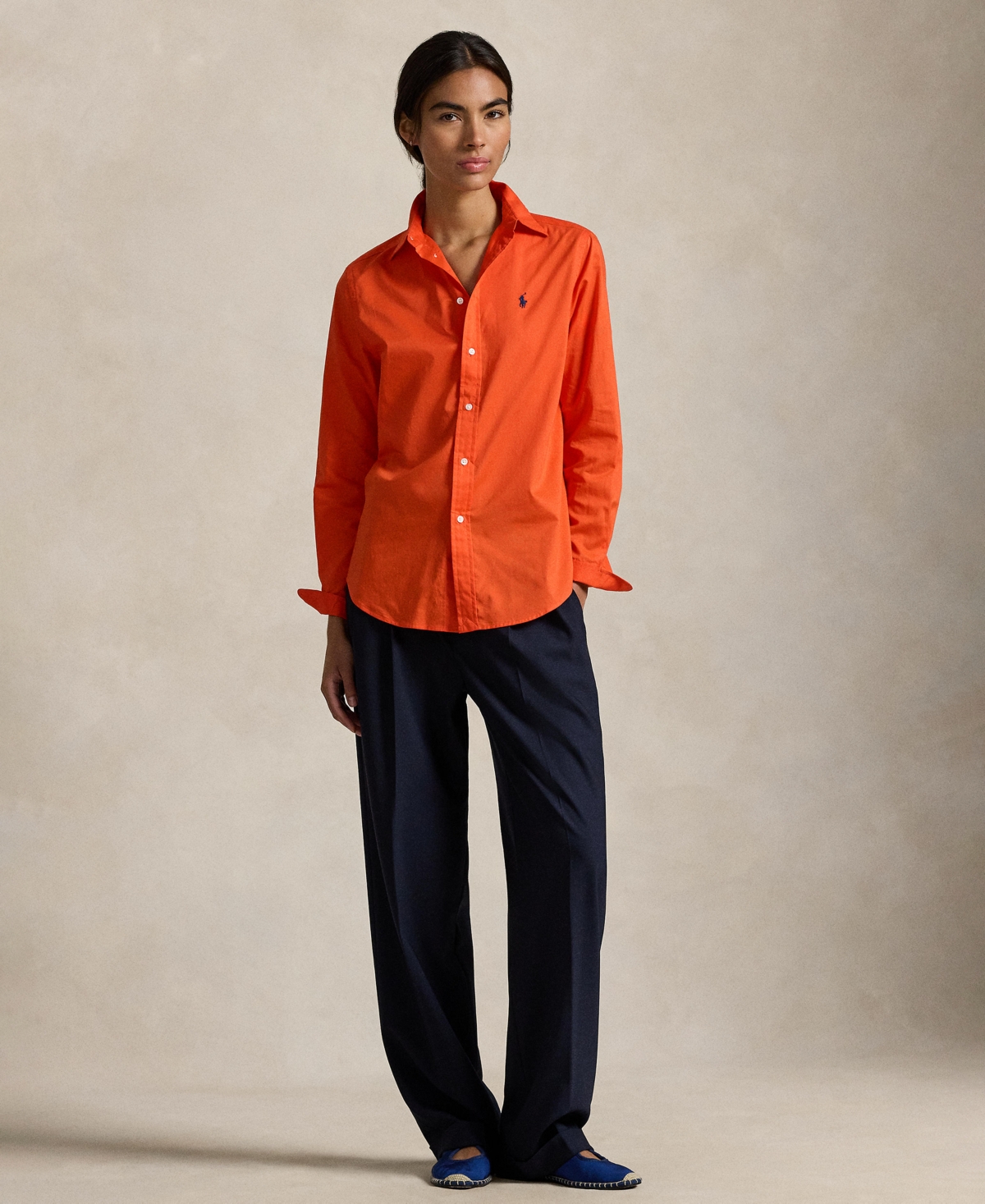 Polo Ralph Lauren Women's Classic-fit Cotton Twill Shirt In Orange